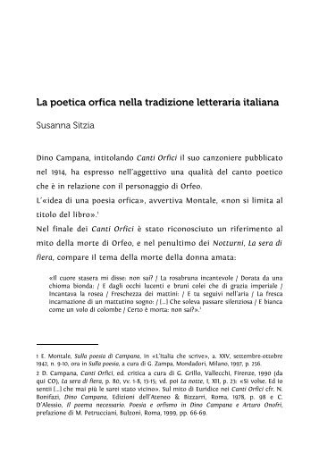La poetica orfica nella tradizione letteraria italiana - Associazione ...