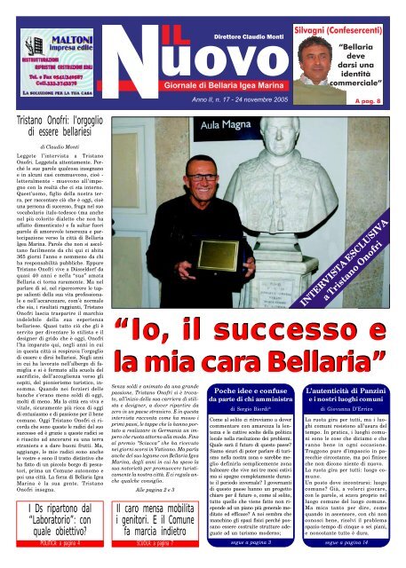 Intervista a Tristano Onofri. - Il Nuovo