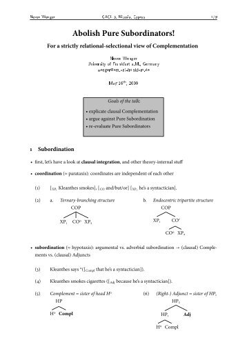 Abolish Pure Subordinators! - satzstrukturen