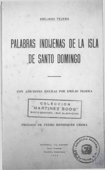 Palabras Indigenas de la Isla de Santo Domingo
