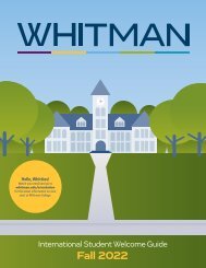 Whitman College International Student Welcome Guide Fall 2022