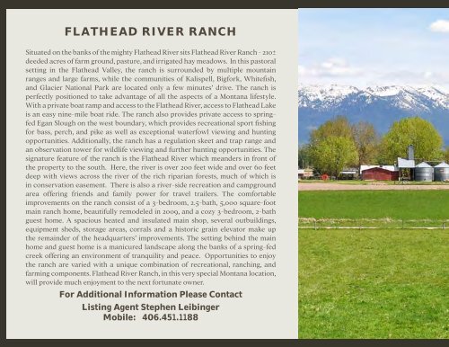 Flathead River Ranch Preliminary Information and Photo Essay