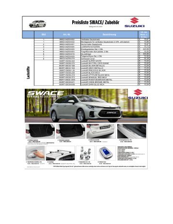 SWACE Zubehör Preisliste April 2023