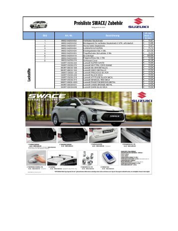 SWACE Zubehör Preisliste Juni 2022