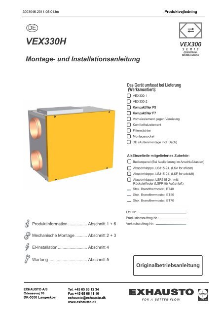 VEX330H Montage- und Installationsanleitung - exhausto.de