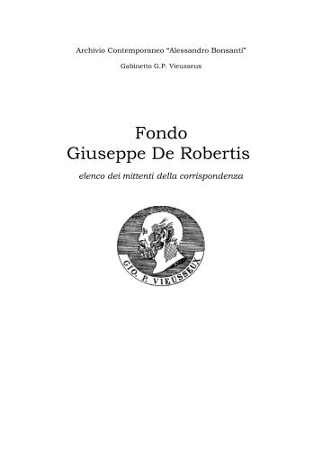 Fondo De Robertis - Gabinetto Scientifico Letterario G.P. Vieusseux