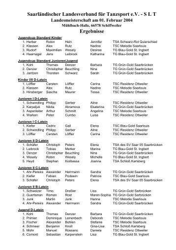 SLT Landesmeisterschaft am 01. Februar 2004 - Saarländischer ...