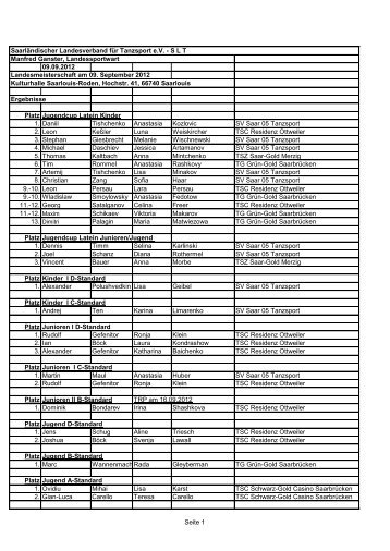 Ergebnisliste - Saarländischer Landesverband für Tanzsport e.V.