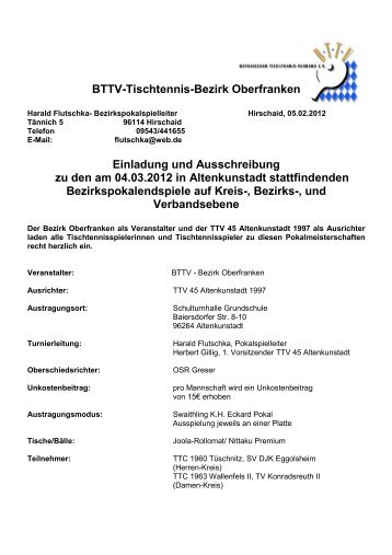 BTTV-Tischtennis-Bezirk Oberfranken - BTTV - Kreis Forchheim