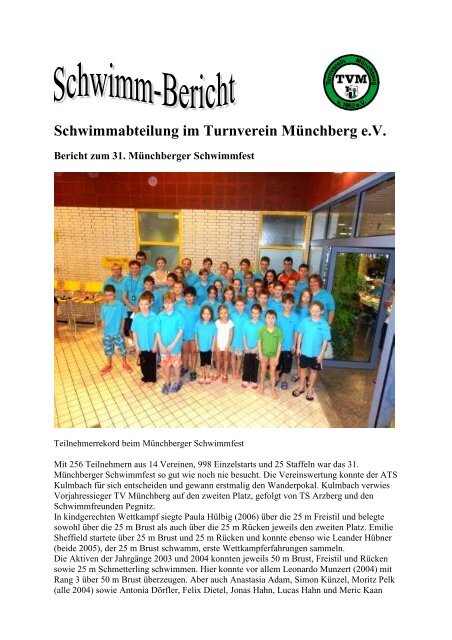 Schwimmabteilung im Turnverein Münchberg e.V.