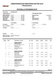 OBERFRÄNKISCHE MEISTERSCHAFTEN 2010 Riesenslalom ...