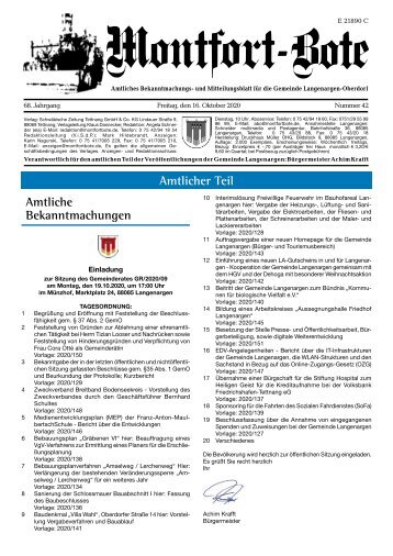 Montfort-Bote 16.10.2020