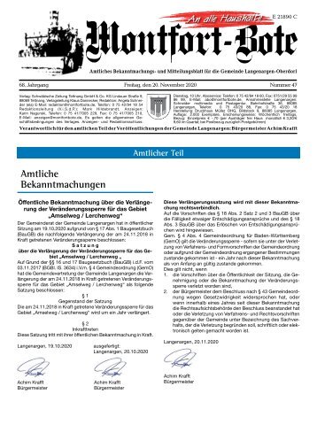Montfort-Bote 20.11.2020