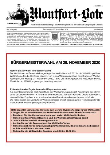 Montfort-Bote 27.11.2020