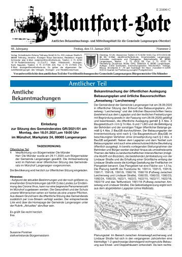 Montfort-Bote 15.01.2021