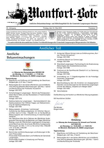 Montfort-Bote 14.05.2021
