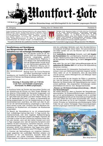 Montfort-Bote 15.10.2021