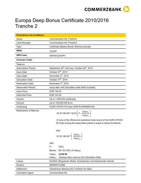 Europa Deep Bonus cert Oct Tr2 final TS CZ24ZP - Commerzbank ...