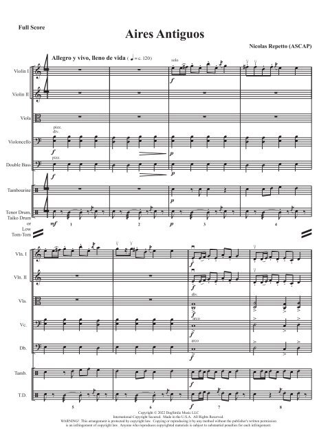  Aires Antiguos for String Orchestra - Score