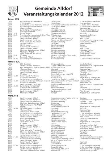 Gemeinde Alfdorf Veranstaltungskalender 2012