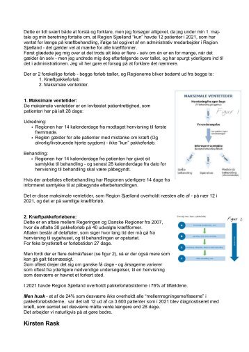 Kræftpakkeforløb og Maksimale ventetider på kræftbehandling. 