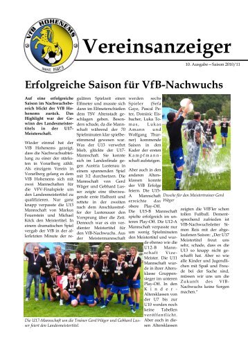Vereinsanzeiger—10. Ausgabe Saison 2010/11 - VfB Hohenems