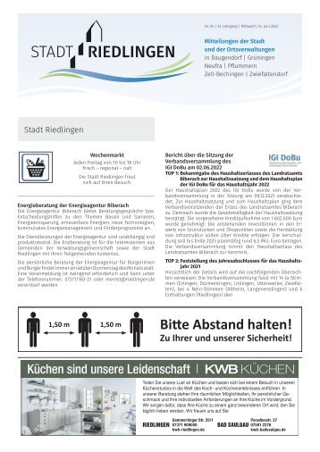Amtliches Mitteilungsblatt Riedlingen 15.06.2022