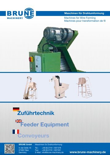 BRUNE MACHINERY Zuführtechnik - Feeder Equipment - Convoyeurs - Stand: 06-22