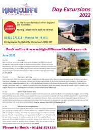 Highcliffe Coach Holidays - Day Excursion Book - June 2022 - V2