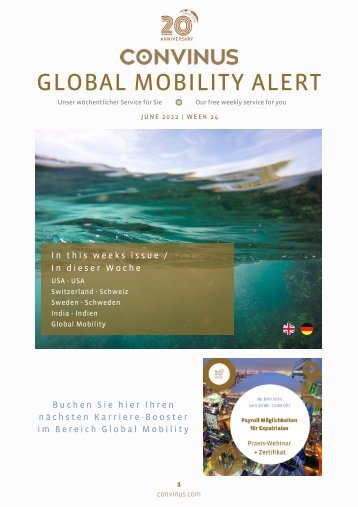 CONVINUS Global Mobility Alert Week 24.2022