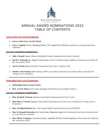 2022 Annual Award Nominations