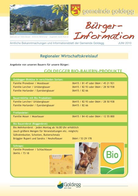 Bürger- Information Bürger- Information - Gemeinde Goldegg