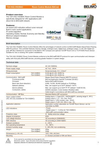 T24-V42(-V02)BAC Room Control Module BACnet