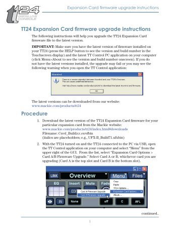 TT24 Expansion Card Firmware Upgrade Instructions - Mackie