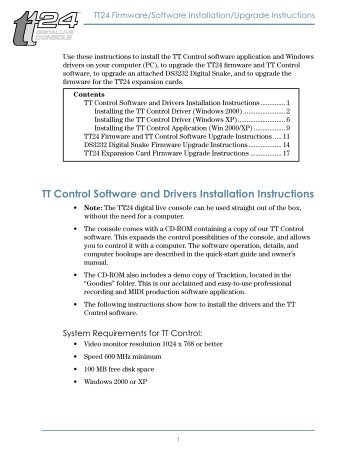 TT Control Software and Drivers Installation Instructions - Mackie