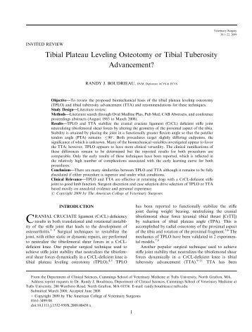 Tibial Plateau Leveling Osteotomy or Tibial Tuberosity Advancement?