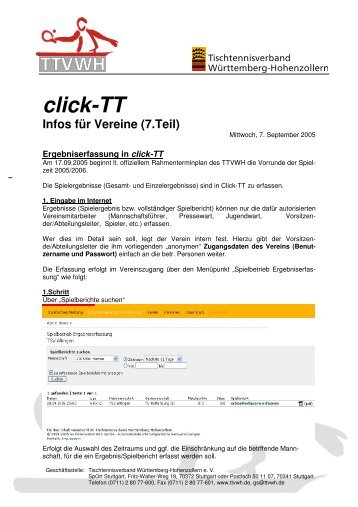 Anleitung zur Ergebniserfassung in click-TT