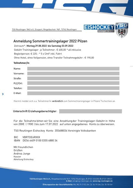 Junioren Anmeldeformular_TSG_2022 PilzenTrainingscamp 2022