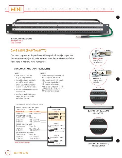 2x48 MINI (BANTAM/TT) - Audio Accessories, Inc.