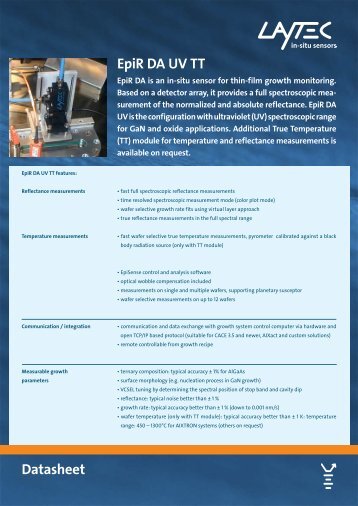 EpiR DA UV TT Datasheet - Laytec