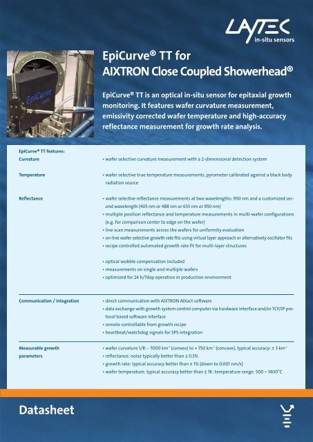 EpiCurve® TT for AIXTRON Close Coupled Showerhead ... - Laytec