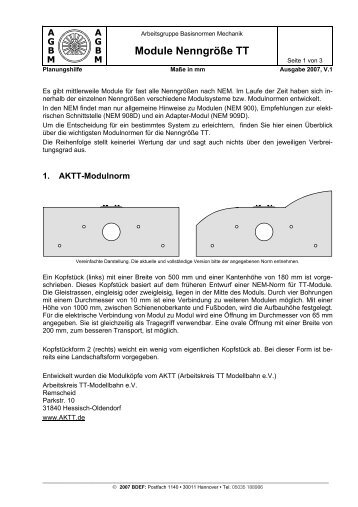 Module Nenngröße TT