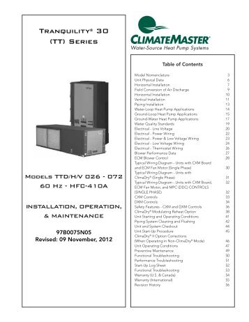 Tranquility® 30 (TT) Series - Climatemaster