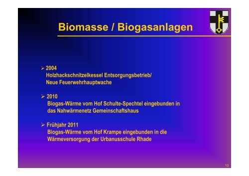 Biomasse / Biogasanlagen - Stadt Dorsten