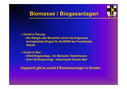 Biomasse / Biogasanlagen - Stadt Dorsten