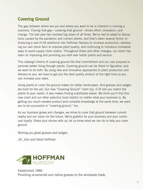 View Hoffman Nursery Catalog of Grasses