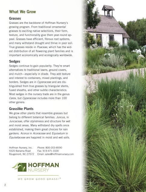 2022-2023 Hoffman Nursery Catalog of Grasses & Sedges