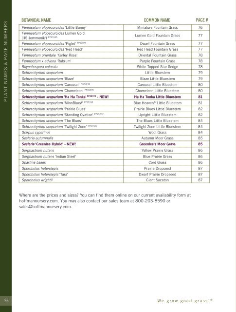 2022-2023 Hoffman Nursery Catalog of Grasses & Sedges