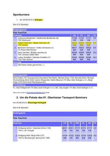 Anzeigen der Ergebnisse - TSC Achern