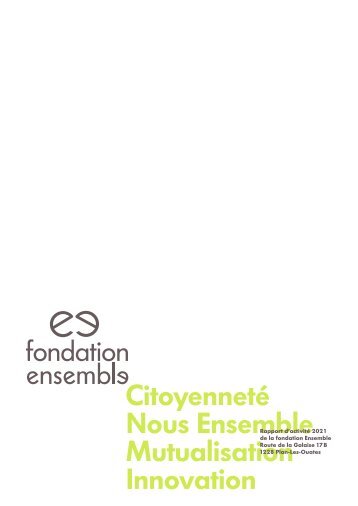 Fondation Ensemble Rapport d'activité 2021